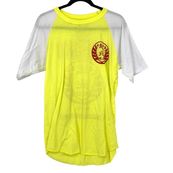Yowamushi Pedal Sohoku Bicycle Racing Club Baseball Tee Mens Sz M Yellow White - Picture 1 of 4